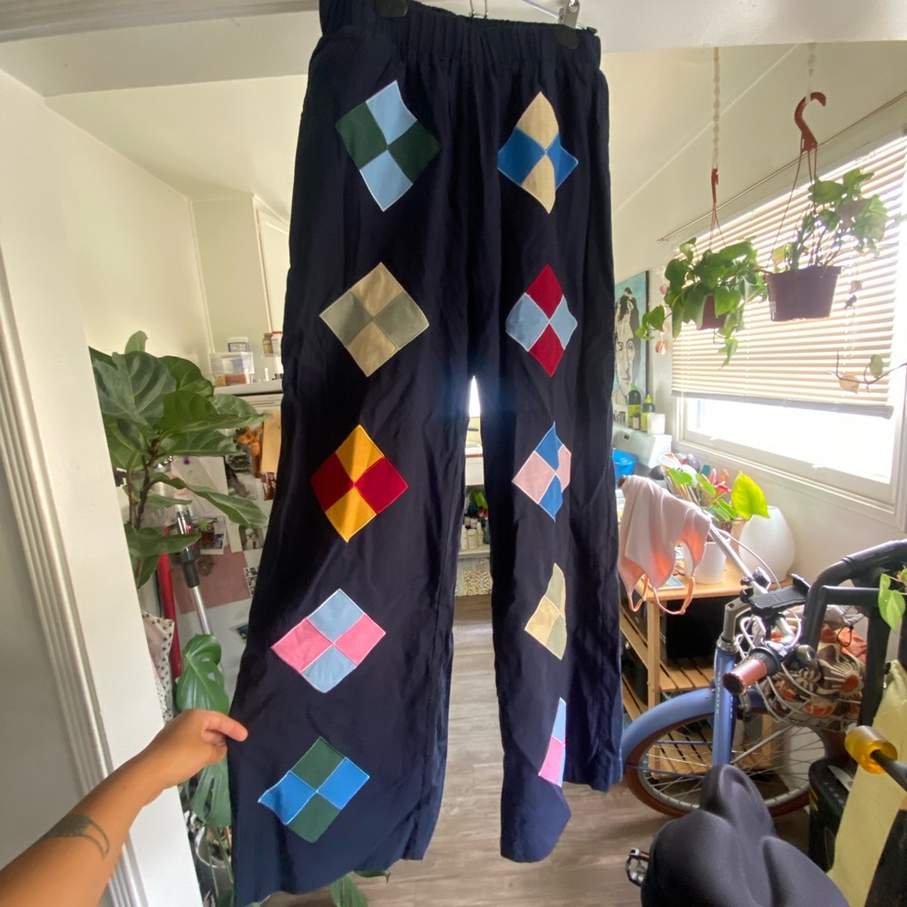 Yllw the Label Wide-Leg Navy Adeline Linen Pants